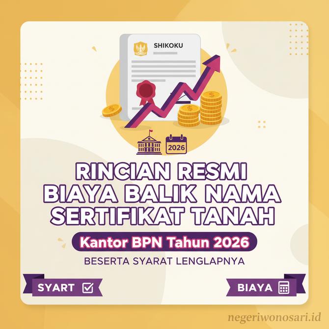 Thumbnail: Rincian Resmi Biaya Balik Nama Sertifikat Tanah di Kantor BPN Tahun 2026 Beserta Syarat Lengkapnya